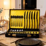 24 Piece stainless steel cutlery black