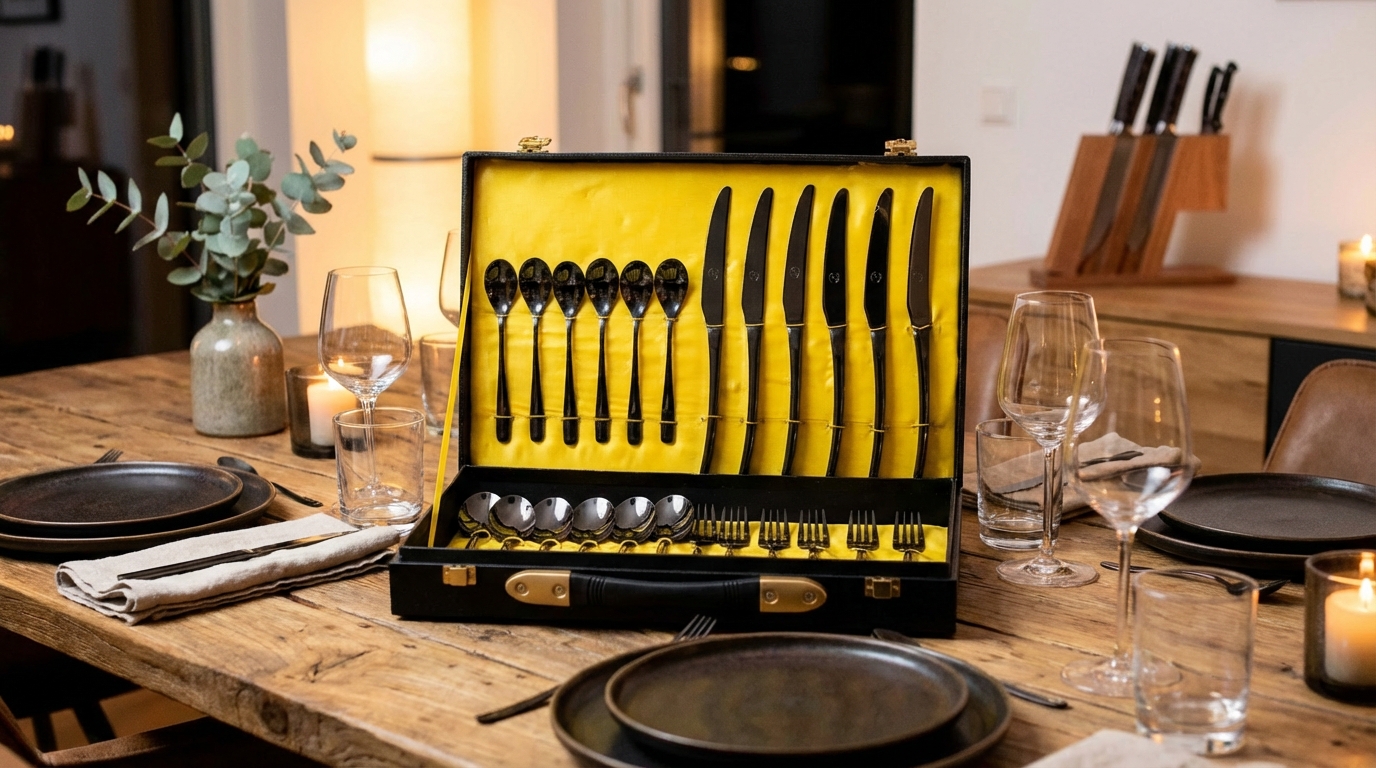 Add_these_to_202602042310 24 Piece stainless steel cutlery black - Image 1