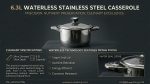 6.3L Waterless Stainless Steel Casserole - 24cm - Image 2